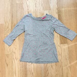 GAP Women’s Heather Gray Top w/ Neon Pink dots, 3/4 sleeves, Size small S